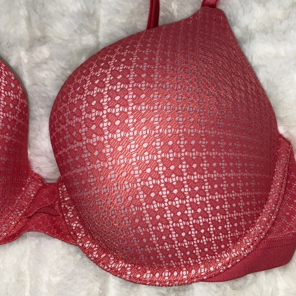 VICTORIA'S SECRET VS Perfect Shape Underwired Push Up Bra  Pink Floral Lace  32D - Picture 4 of 10